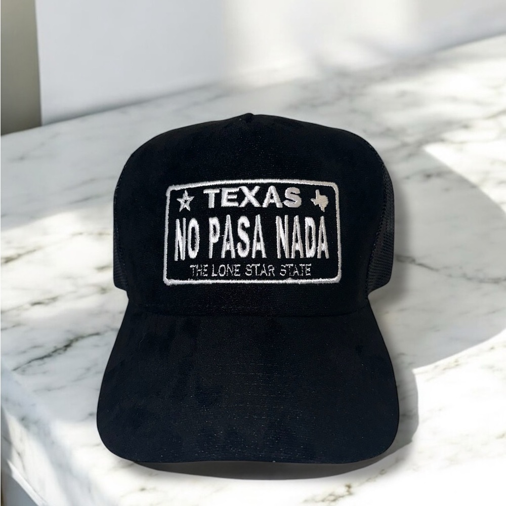 Black Texas License Plate Trucker Hat